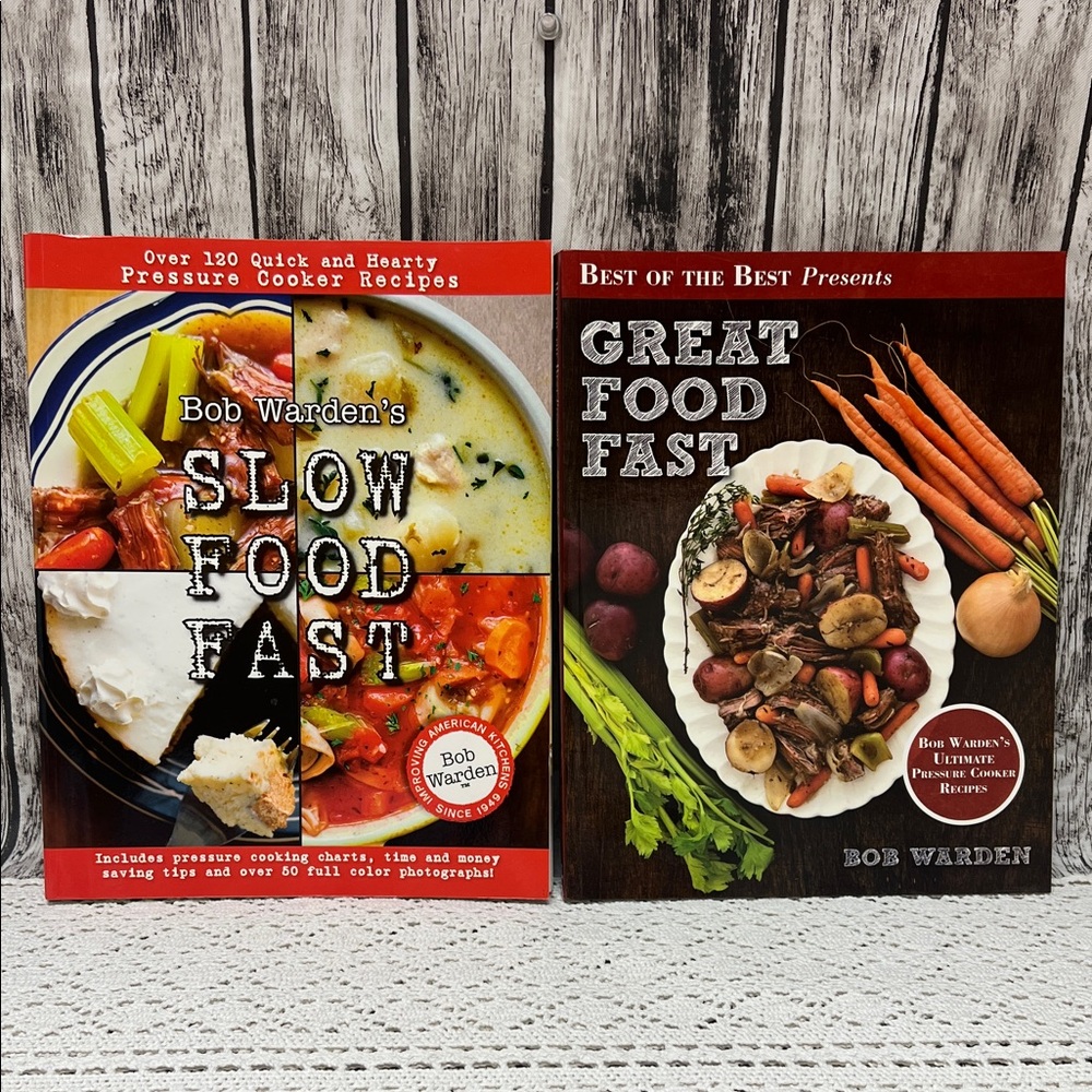 QVC-Bob Warden's Slow Food Fast and Great Food Fast Cookbooks set of 2